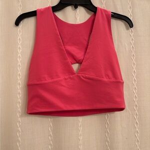 Aepebo Hot Pink Crop Top with Back Cutout